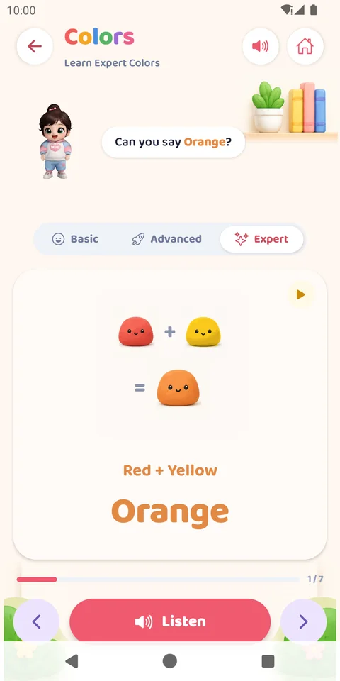 Expert level: red and yellow make orange